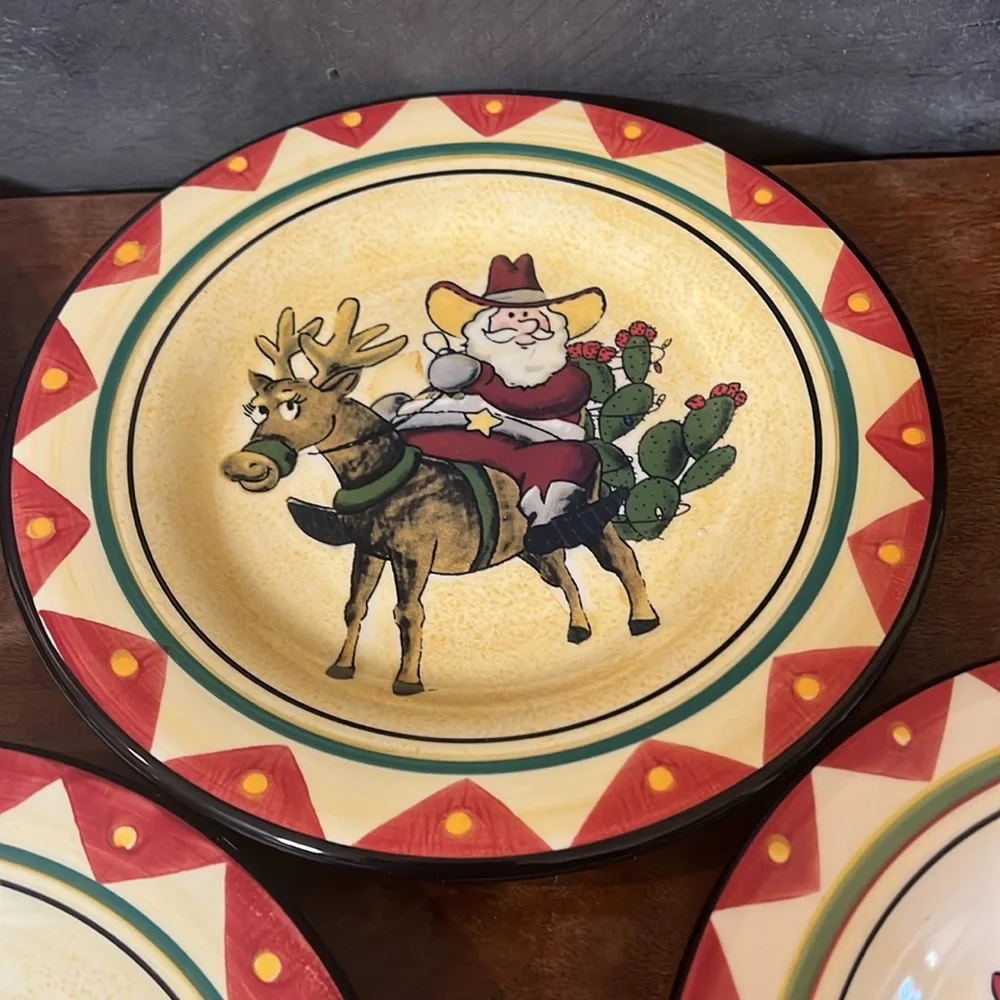 4 Cowboy Santa Side Plates